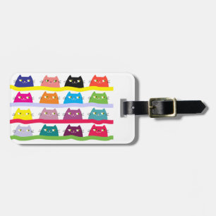 Étiquette À Bagage Étiquette de bagage chat colorée voyage mignon kaw