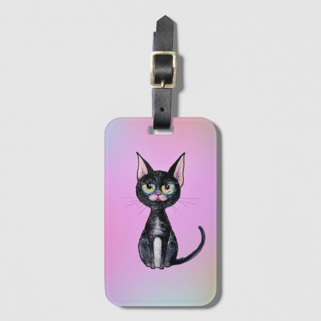 Étiquette À Bagage Étiquette de bagage Chat Noir (Devant Vertical)