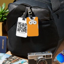Étiquette de bagage Chat Surpris code QR