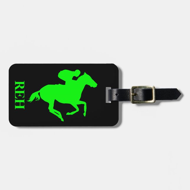 Étiquette À Bagage Étiquette de bagage cheval de course vert citron m (Devant horizontal)