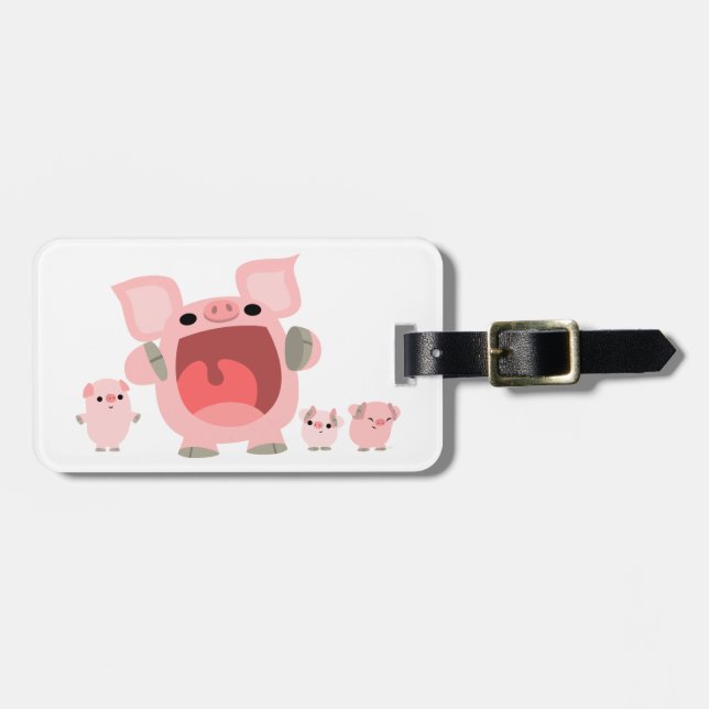 Étiquette À Bagage Étiquette de bagage cochons de dessin animé mignon (Devant horizontal)