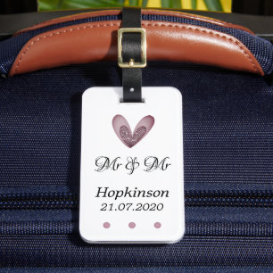 Étiquette À Bagage Étiquette de bagage - Cœur en paillettes roses Mr