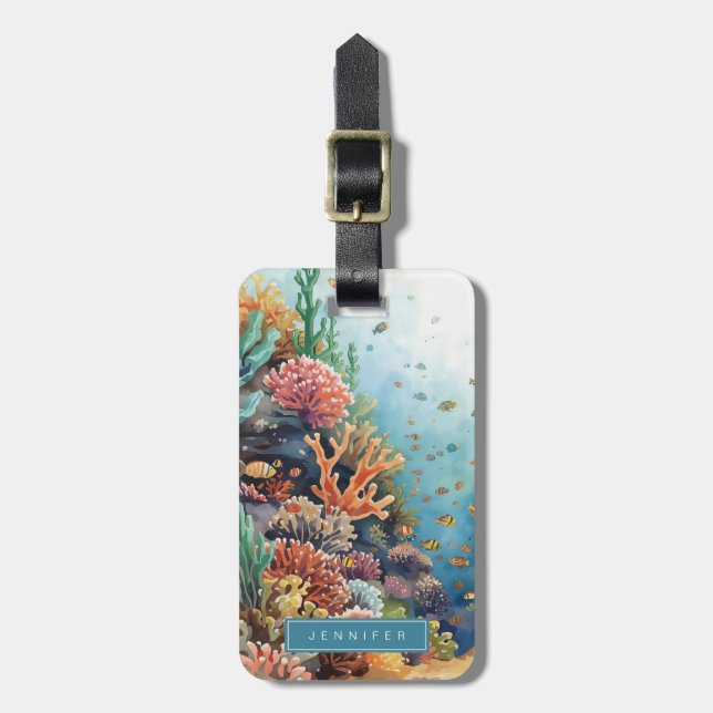 Étiquette À Bagage Étiquette de bagage Corail Tropical (Devant Vertical)