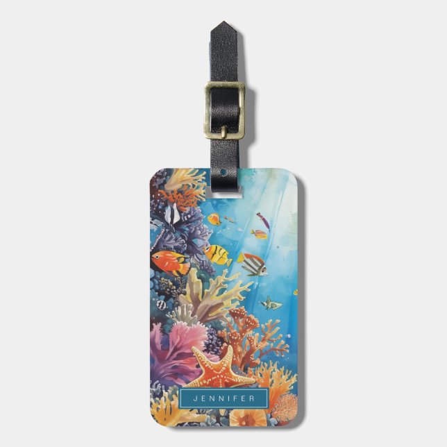 Étiquette À Bagage Étiquette de bagage Corail Tropical (Devant Vertical)