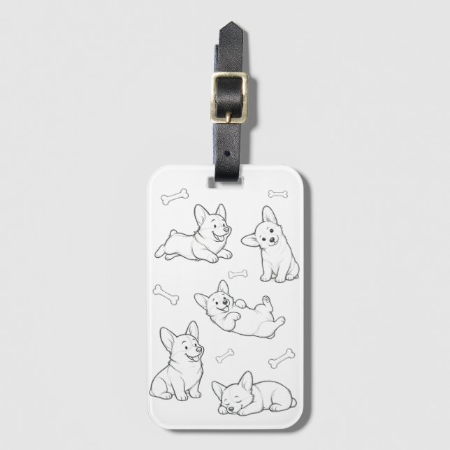 Étiquette À Bagage Étiquette de bagage Corgi Étiquette de voyage Chie (Devant Vertical)