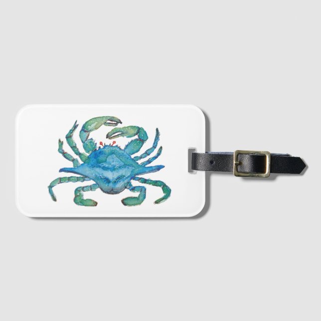Étiquette À Bagage Étiquette de bagage crabe aquarelle (Devant Horizontal)