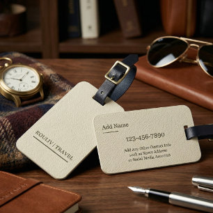 Étiquette À Bagage Étiquette de bagage Crème Moderne - Signature ROUL
