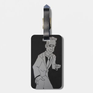 Étiquette À Bagage Étiquette de bagage croquis d'homme noir et blanc