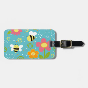 Étiquette À Bagage Étiquette de bagage d'abeilles et de fleurs par