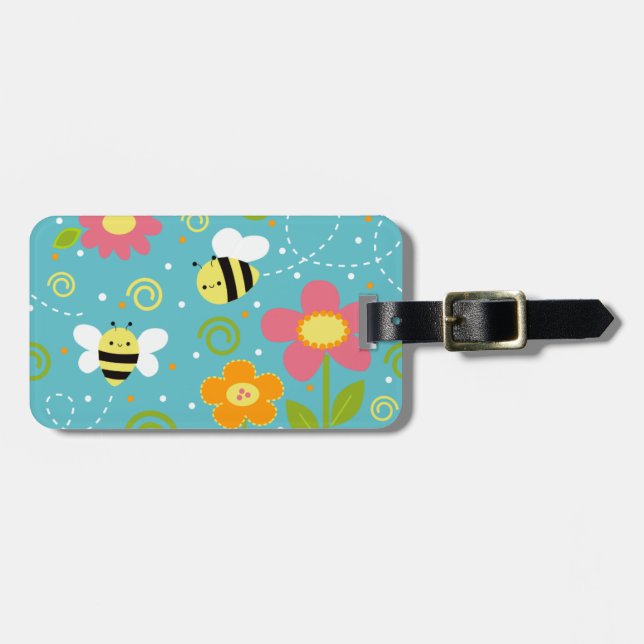 Étiquette À Bagage Étiquette de bagage d'abeilles et de fleurs par (Devant horizontal)
