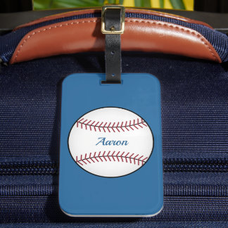 Étiquette À Bagage Étiquette de bagage de baseball bleu clair personn