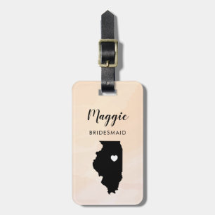 Étiquette À Bagage Étiquette de bagage de carte de l'Illinois, Bienve