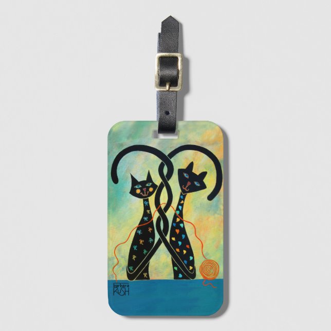 Étiquette À Bagage Étiquette de bagage de chat noir (Devant Vertical)