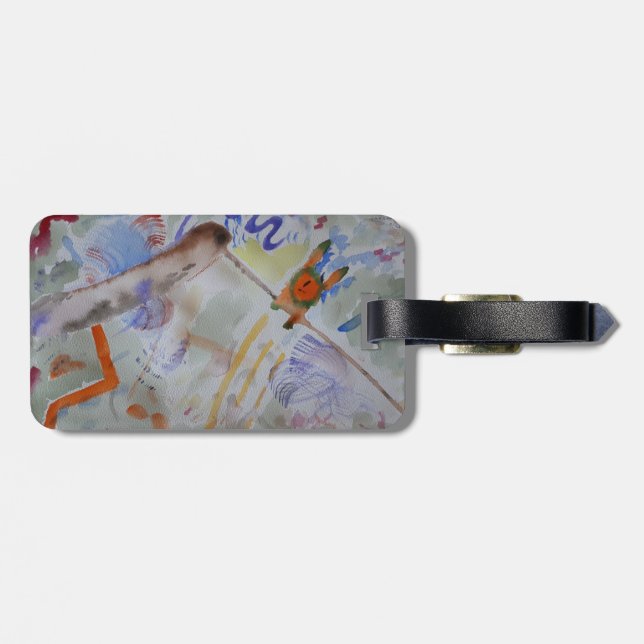 Étiquette À Bagage Étiquette de bagage de colibri d'aquarelle (Dos horizontal)