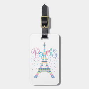 Étiquette À Bagage Étiquette de bagage de confettis de Tour Eiffel