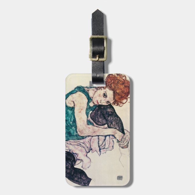 Étiquette À Bagage Étiquette de bagage de femme posée par Schiele (Devant Vertical)