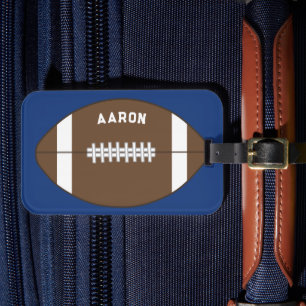Étiquette À Bagage Étiquette de bagage de football bleu personnalisée