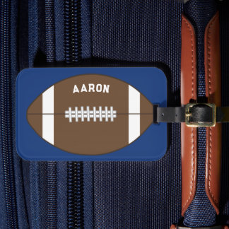 Étiquette À Bagage Étiquette de bagage de football bleu personnalisée