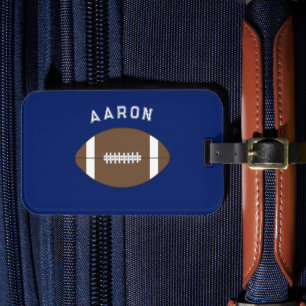 Étiquette À Bagage Étiquette de bagage de football bleu personnalisée