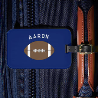 Étiquette À Bagage Étiquette de bagage de football bleu personnalisée