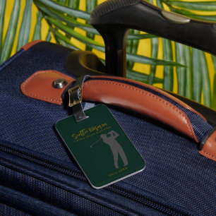 Étiquette À Bagage Étiquette de bagage de golf vert foncé élégant