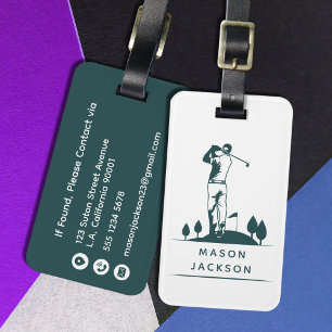 Étiquette À Bagage Étiquette de bagage de golf vert forêt masculine p
