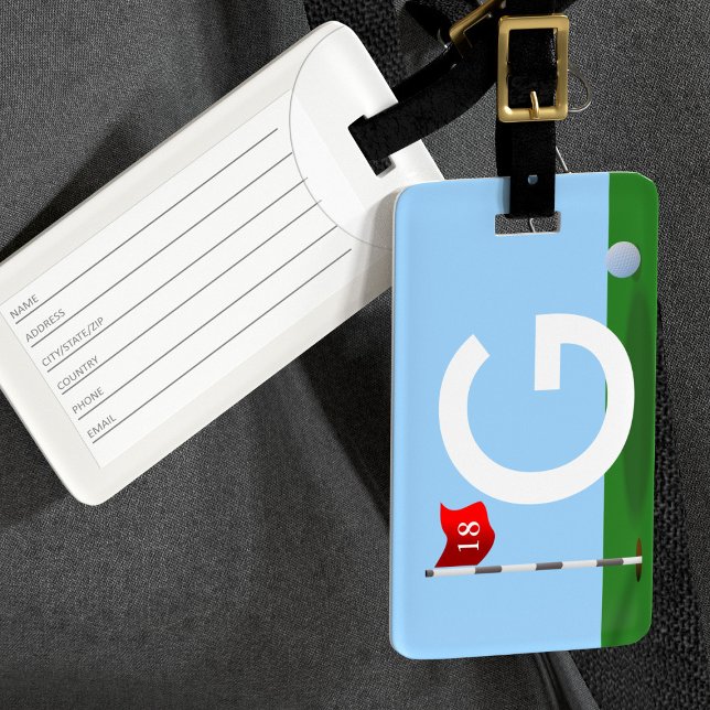 Étiquette À Bagage Étiquette de bagage de golfeur avec monogramme de  (Créateur téléchargé)