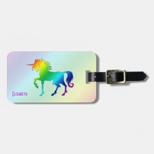 Étiquette À Bagage Étiquette de bagage de licorne d'arc-en-ciel