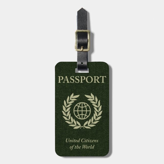 Étiquette À Bagage étiquette de bagage de passeport vert (Devant Vertical)