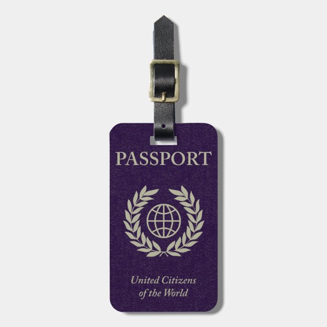 Étiquette À Bagage étiquette de bagage de passeport violet (Devant Vertical)