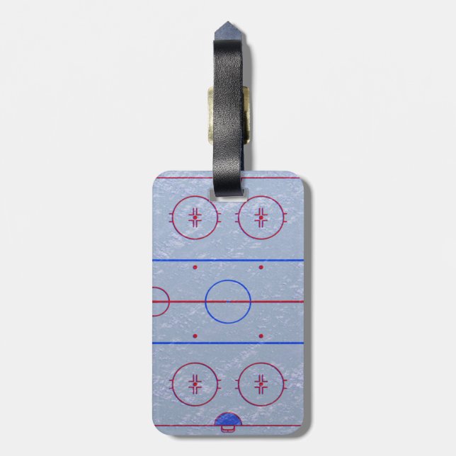 Étiquette À Bagage Étiquette de bagage de patinoire d'hockey (Dos Vertical)