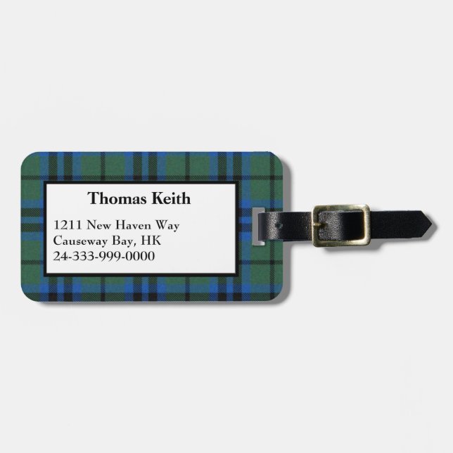 Étiquette À Bagage Étiquette de bagage de plaid de tartan de Keith (Devant horizontal)