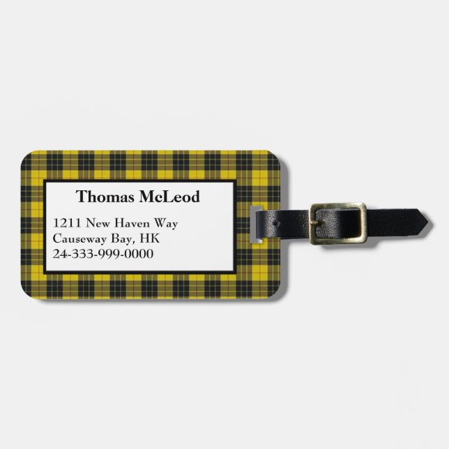 Étiquette À Bagage Étiquette de bagage de plaid de tartan de robe de (Devant horizontal)