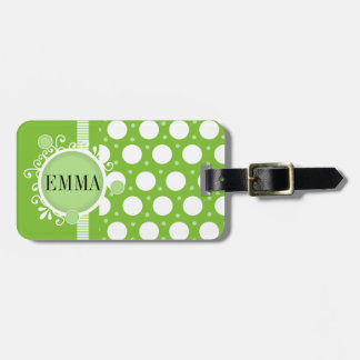 Étiquette À Bagage Étiquette de bagage de pois personnalisée par vert