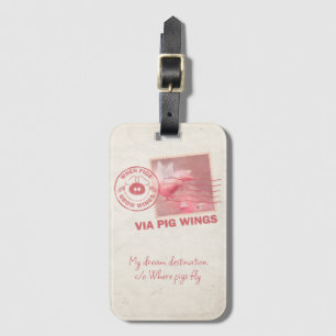 Étiquette À Bagage Étiquette de bagage de poste de porc volant par av