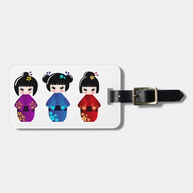 Étiquette À Bagage Étiquette de bagage de poupées de Kokeshi (Devant horizontal)