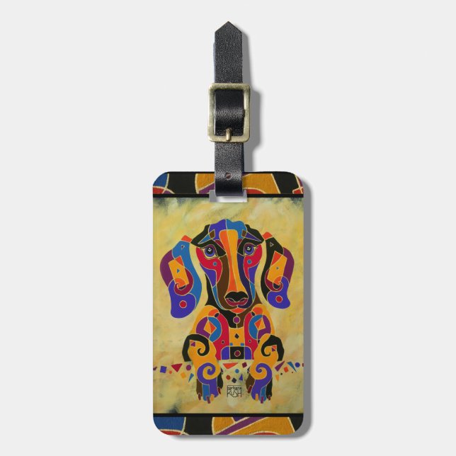 Étiquette À Bagage Étiquette de bagage de teckel (Devant Vertical)