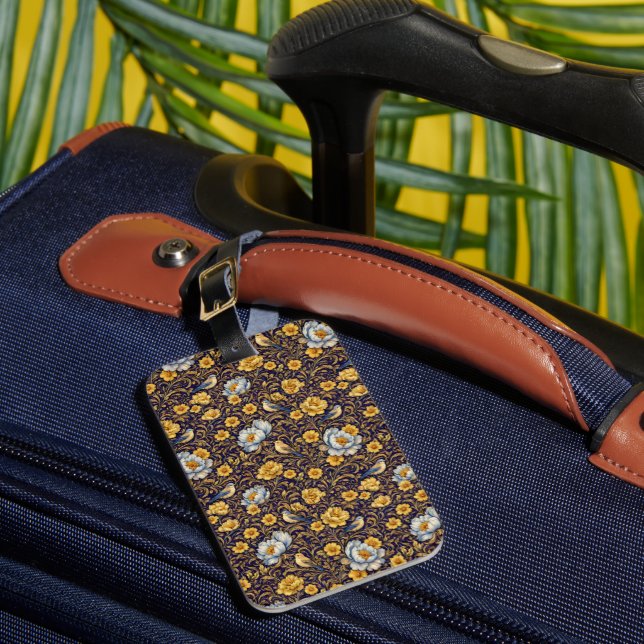 Étiquette À Bagage Étiquette de bagage de voyage florale (Insitu Rectoal 1)