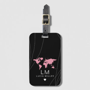 Étiquette À Bagage étiquette de bagage de voyage noir avec son nom &