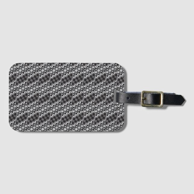 Étiquette À Bagage Étiquette de bagage designer noir et gris (Devant Horizontal)