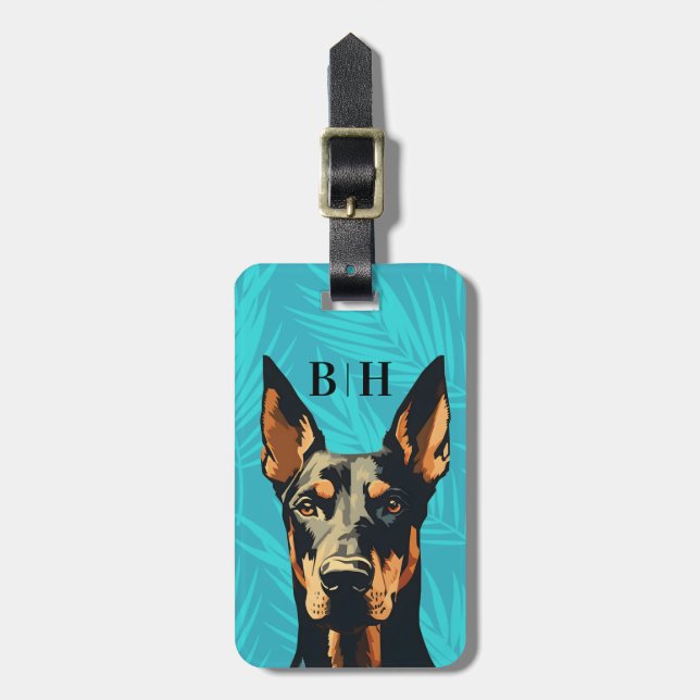 Étiquette À Bagage Étiquette de bagage Doberman (Devant Vertical)