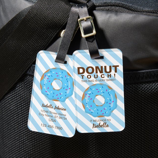 Étiquette À Bagage Étiquette de bagage Donut Bleu (Créateur téléchargé)