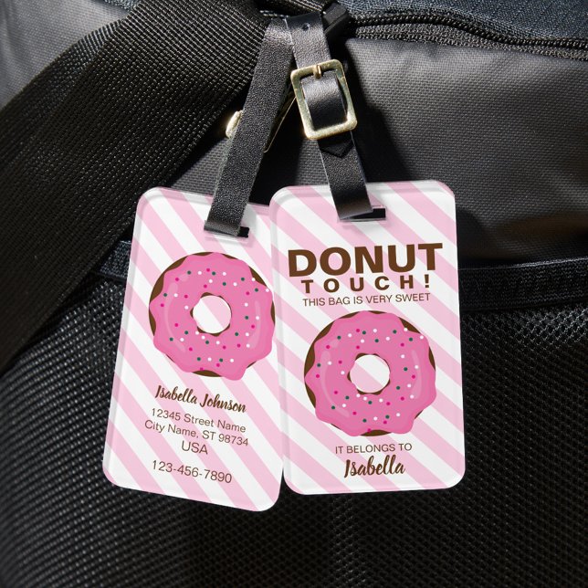 Étiquette À Bagage Étiquette de bagage Donut Rose (Créateur téléchargé)