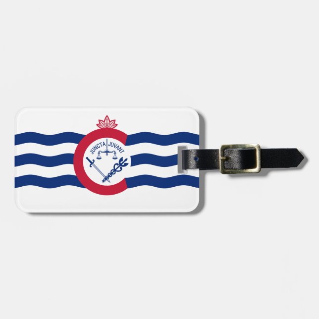 Étiquette À Bagage Étiquette de bagage du drapeau de Cincinnati, Ohio (Devant horizontal)