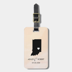 Étiquette À Bagage Étiquette de bagage du Mariage Indiana Map, nom du