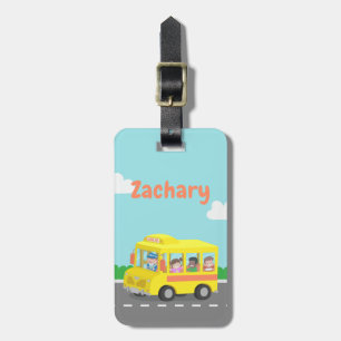 Étiquette À Bagage Étiquette de bagage École Bus Jaune et Enfants Heu