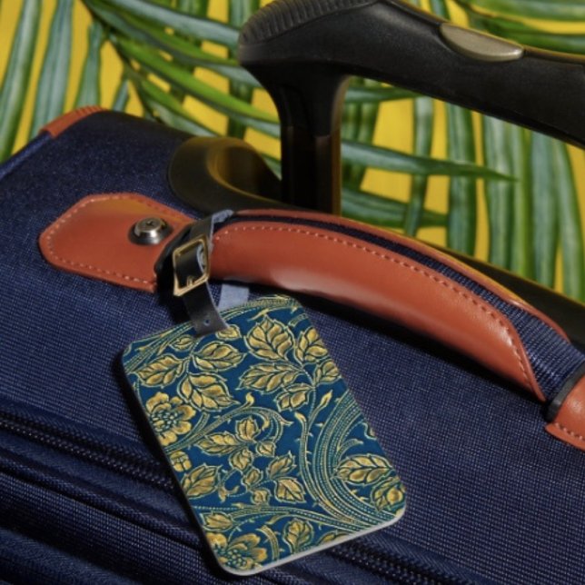 Étiquette À Bagage Étiquette de bagage Élégance Fleur d'Or (Luggage tag single-sided w Card Slot, weatherproof, leather strap included. 
)