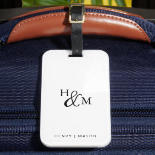 Étiquette À Bagage Étiquette de bagage élégante monogramme moderne mi