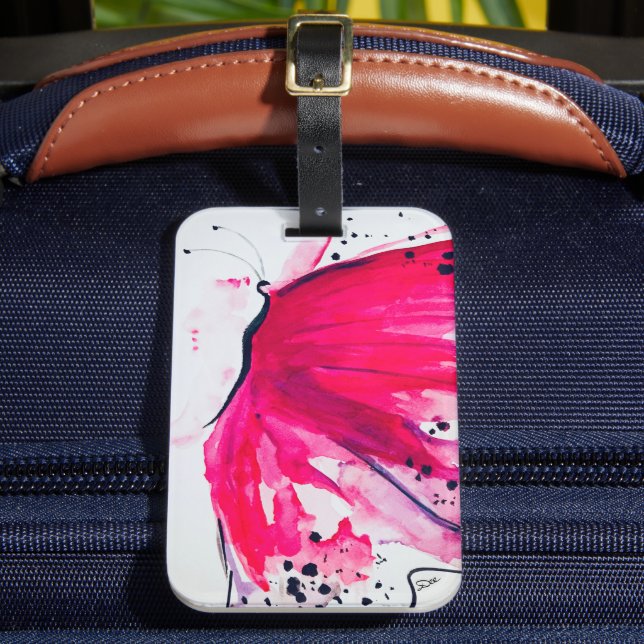 Étiquette À Bagage Étiquette de bagage en acrylique Papillon abstrait (Insitu Rectoal 2)