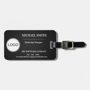 Étiquette À Bagage Étiquette de bagage en cuir noir avec logo d'entre